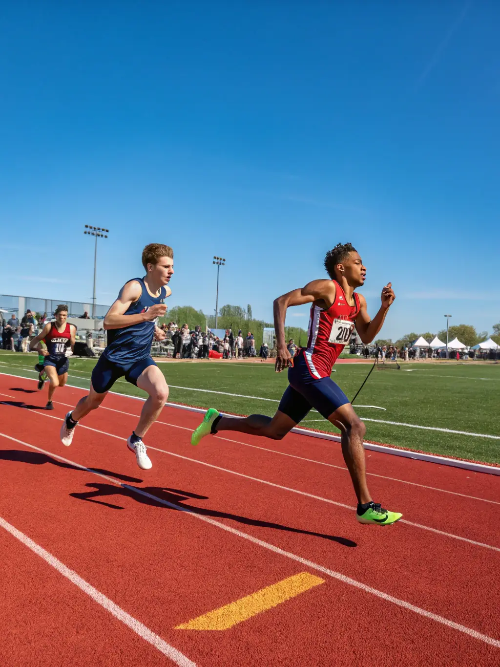 An inspiring image of students participating in a track and field event, highlighting individual achievement and perseverance.