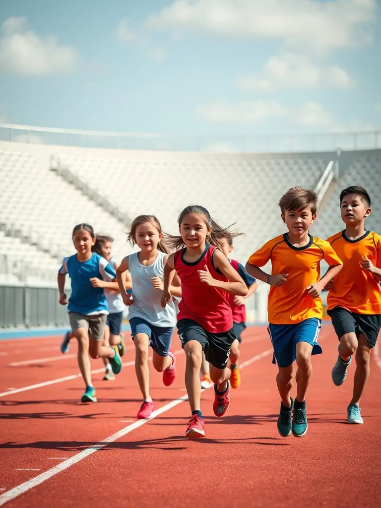 Students engaged in a track and field event, demonstrating physical activity and personal achievement.