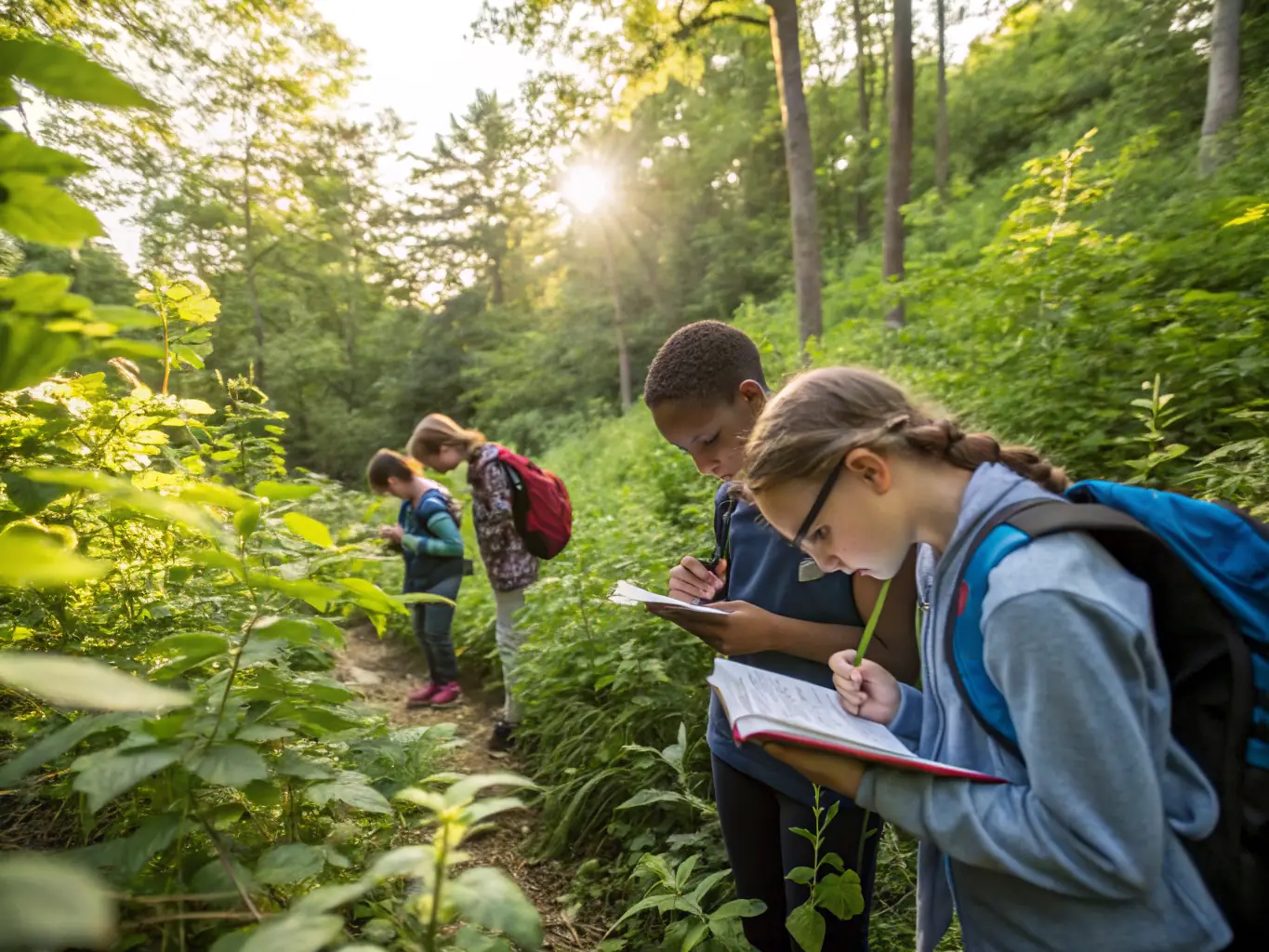 An engaging image of students participating in a hiking trip, showcasing the beauty of nature and the spirit of adventure.